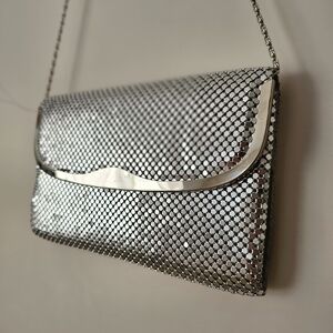 Vintage 1980s Sequin Silver Evening Handbag Purse Party Bag Art Deco